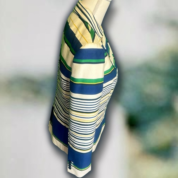 NWOT Tommy Hilfiger ‘3-Pocket’ Ivory & Navy Striped Button Front Blazer Size 8 - Picture 11 of 16